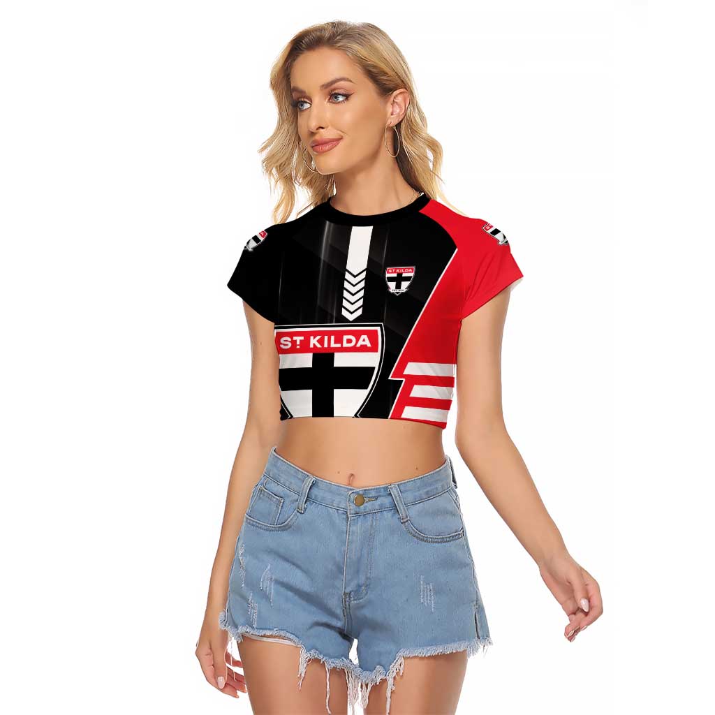 Personalized St Kilda Saints Raglan Cropped T Shirt Modern Geometric Sports Graphic Style