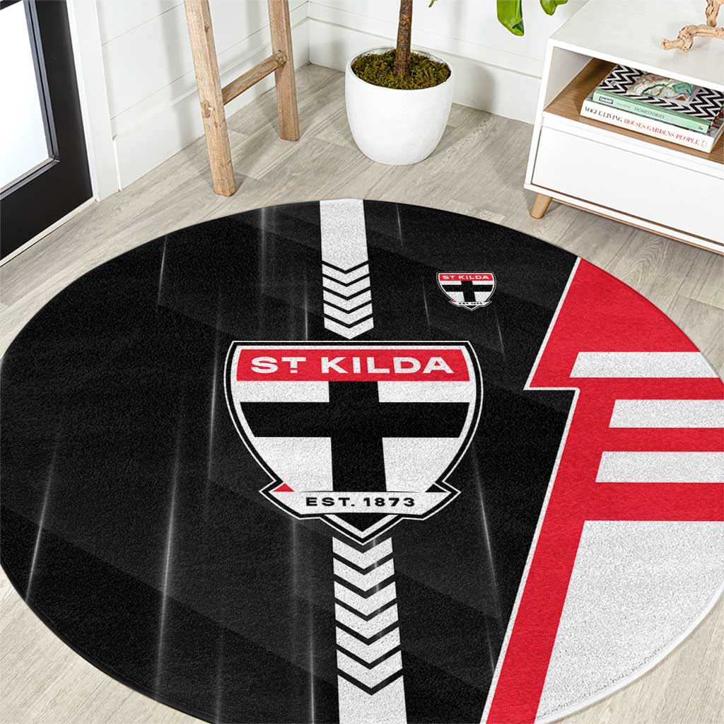 St Kilda Saints Round Carpet Modern Geometric Sports Graphic Style