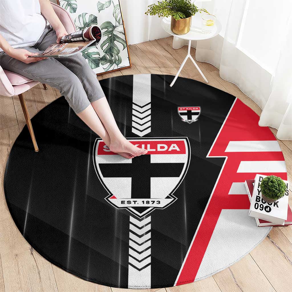 St Kilda Saints Round Carpet Modern Geometric Sports Graphic Style