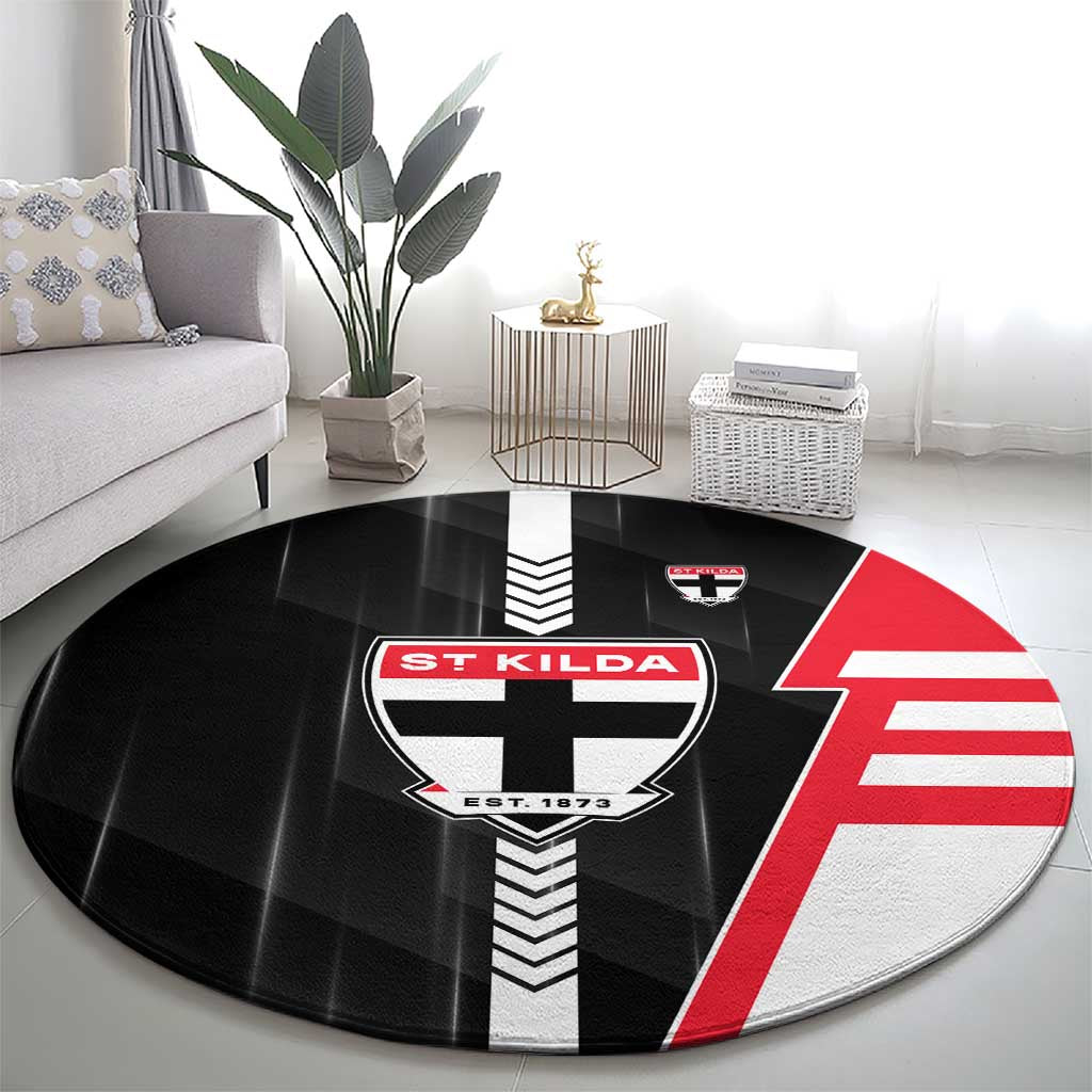 St Kilda Saints Round Carpet Modern Geometric Sports Graphic Style