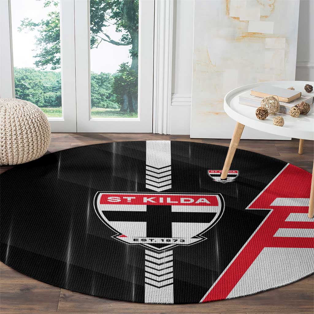 St Kilda Saints Round Carpet Modern Geometric Sports Graphic Style