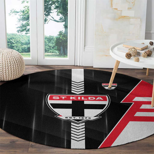 St Kilda Saints Round Carpet Modern Geometric Sports Graphic Style
