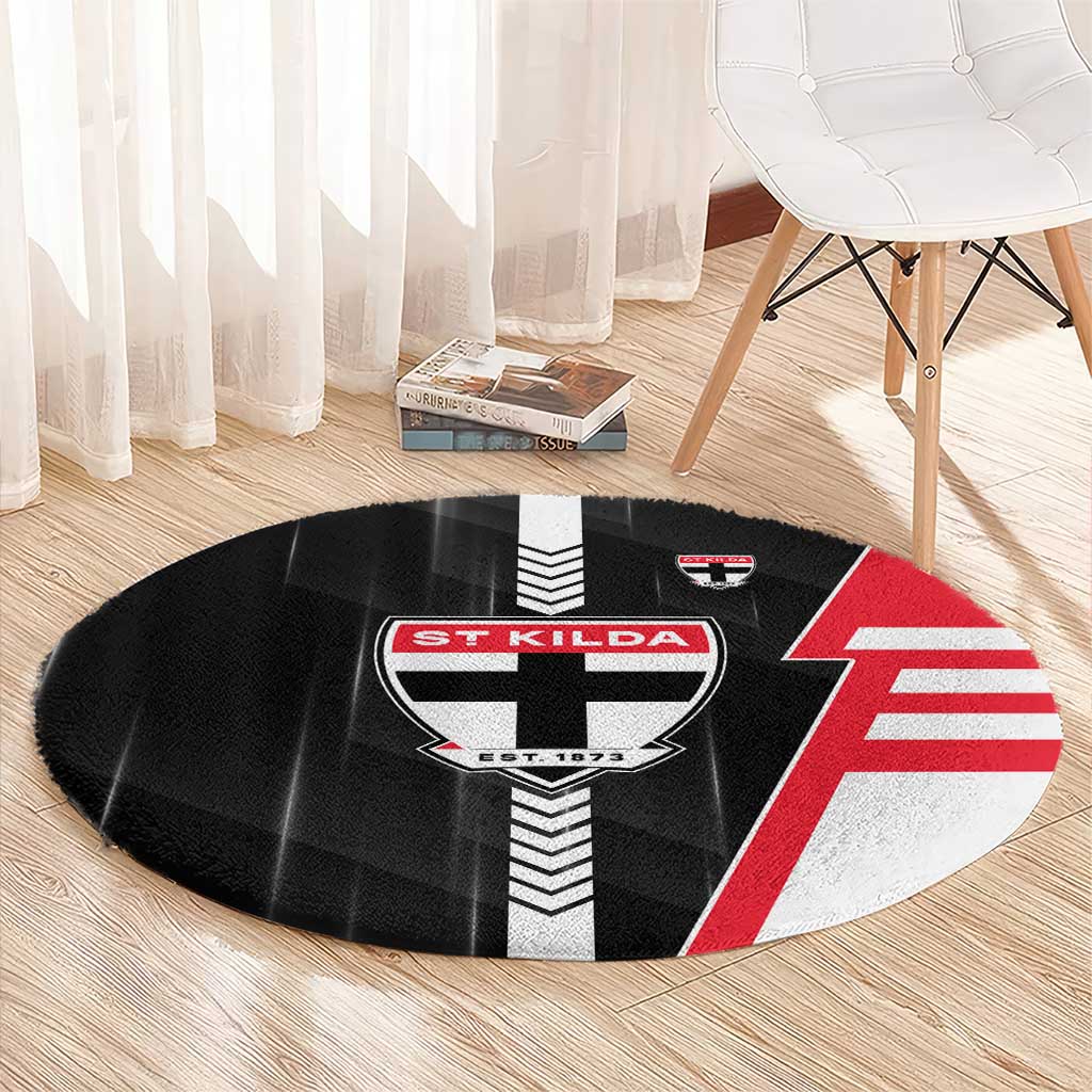 St Kilda Saints Round Carpet Modern Geometric Sports Graphic Style