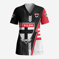 Personalized St Kilda Saints Scrub Top Modern Geometric Sports Graphic Style