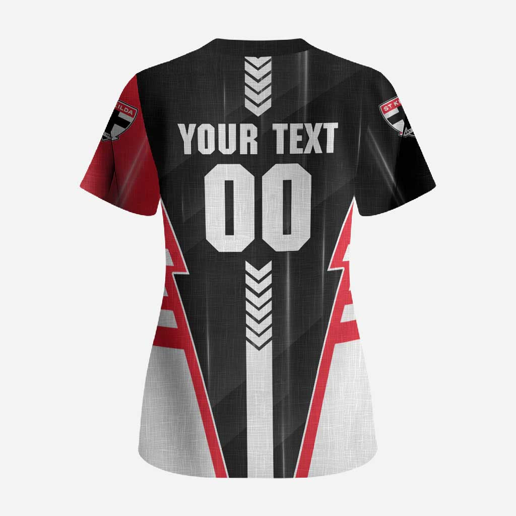 Personalized St Kilda Saints Scrub Top Modern Geometric Sports Graphic Style