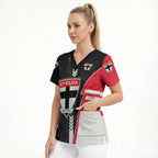 Personalized St Kilda Saints Scrub Top Modern Geometric Sports Graphic Style