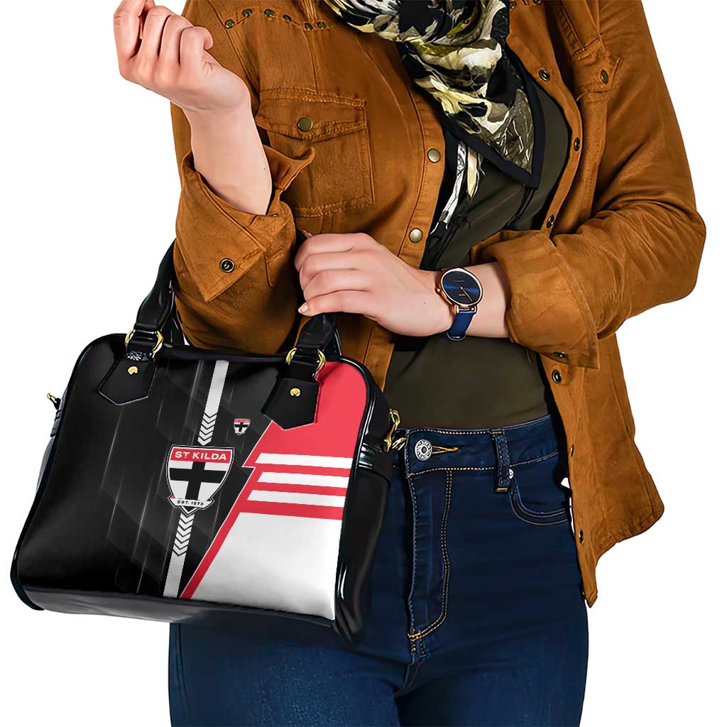 St Kilda Saints Shoulder Handbag Modern Geometric Sports Graphic Style