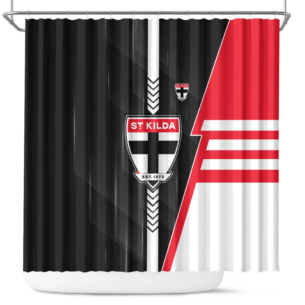St Kilda Saints Shower Curtain Modern Geometric Sports Graphic Style
