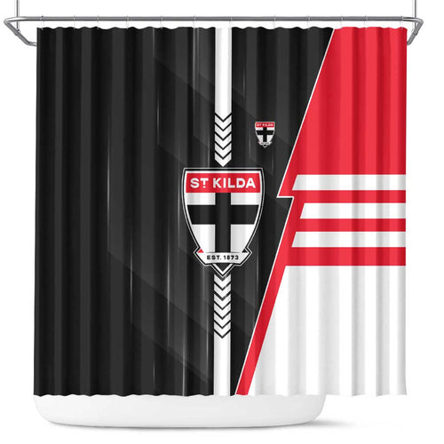 St Kilda Saints Shower Curtain Modern Geometric Sports Graphic Style