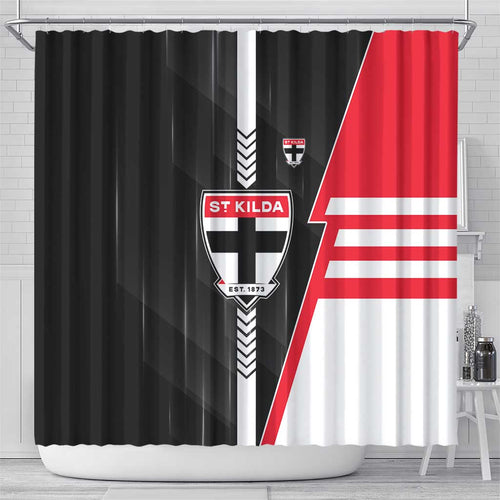 St Kilda Saints Shower Curtain Modern Geometric Sports Graphic Style