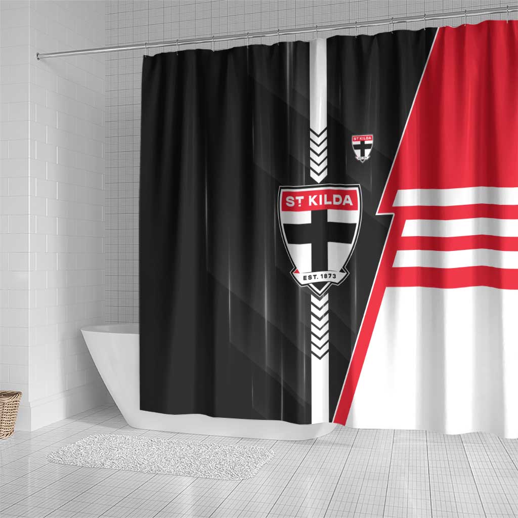 St Kilda Saints Shower Curtain Modern Geometric Sports Graphic Style