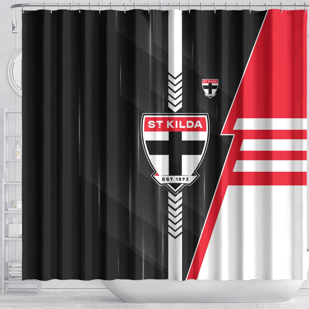 St Kilda Saints Shower Curtain Modern Geometric Sports Graphic Style