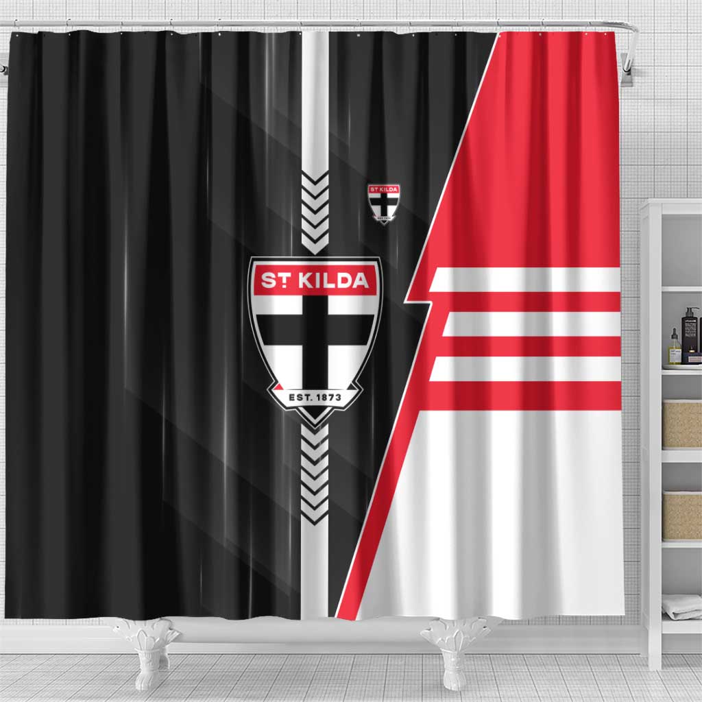 St Kilda Saints Shower Curtain Modern Geometric Sports Graphic Style