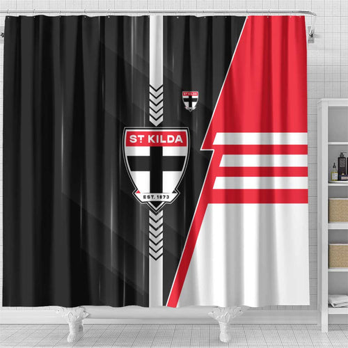 St Kilda Saints Shower Curtain Modern Geometric Sports Graphic Style