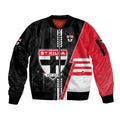 Personalized St Kilda Saints Sleeve Zip Bomber Jacket Modern Geometric Sports Graphic Style