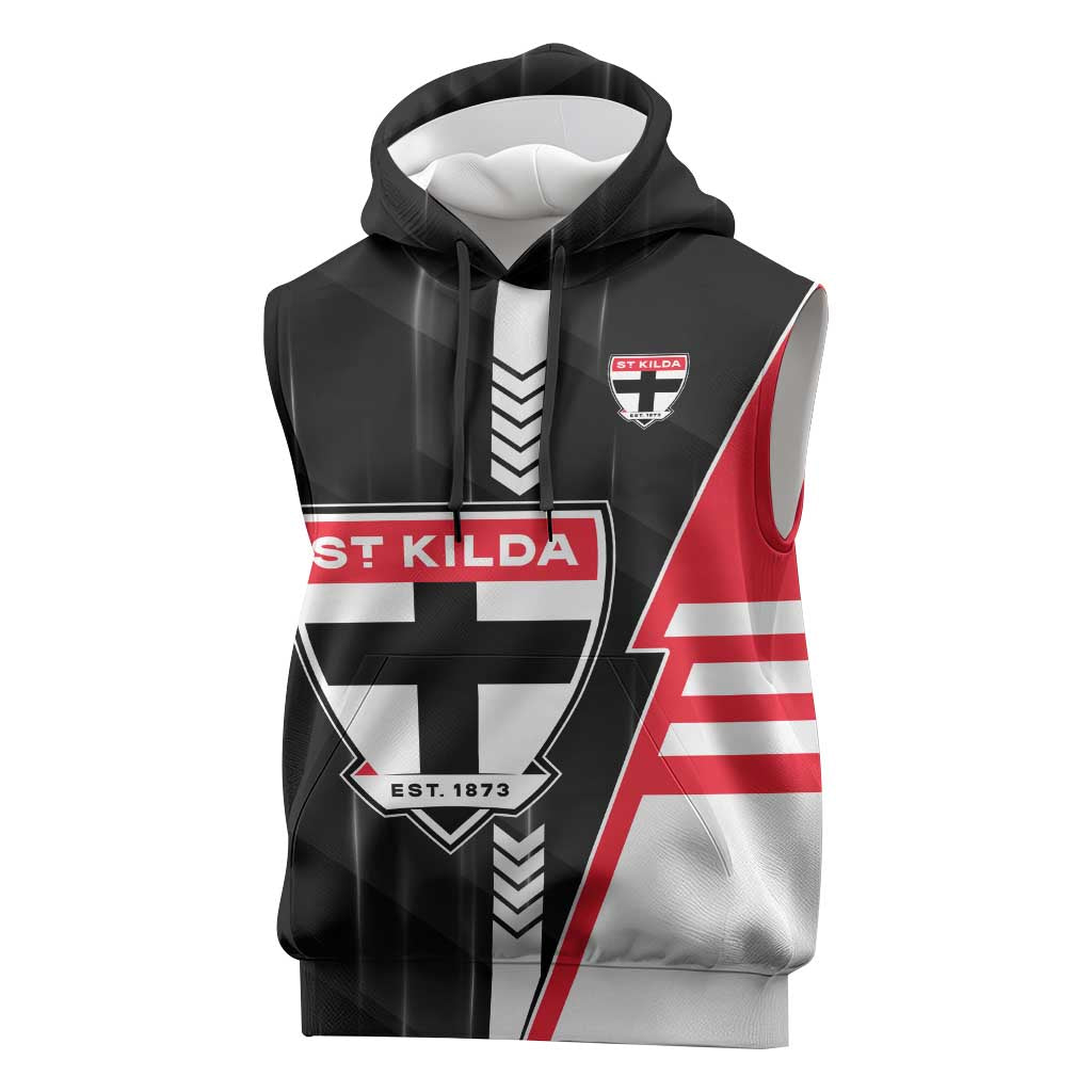 Personalized St Kilda Saints Sleeveless Hoodie Modern Geometric Sports Graphic Style