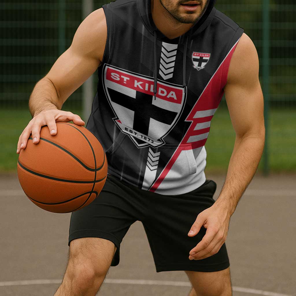 Personalized St Kilda Saints Sleeveless Hoodie Modern Geometric Sports Graphic Style