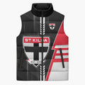 Personalized St Kilda Saints Sleeveless Puffer Jacket Modern Geometric Sports Graphic Style