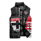 Personalized St Kilda Saints Sleeveless Puffer Jacket Modern Geometric Sports Graphic Style