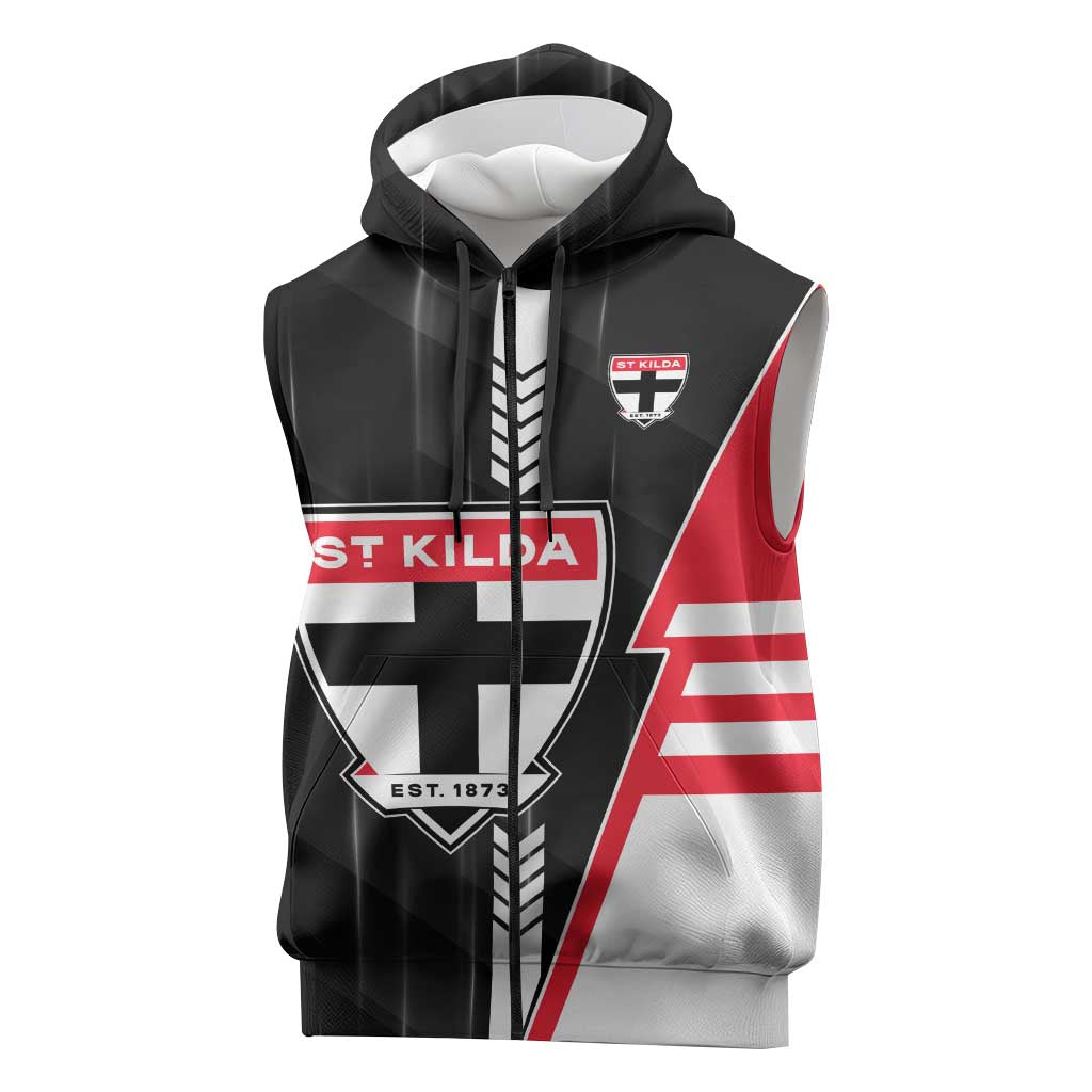 Personalized St Kilda Saints Sleeveless Zip Hoodie Modern Geometric Sports Graphic Style