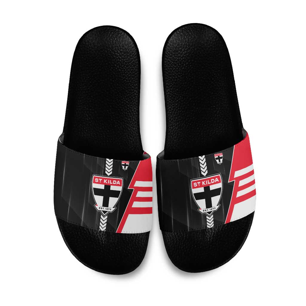 St Kilda Saints Slide Sandals Modern Geometric Sports Graphic Style