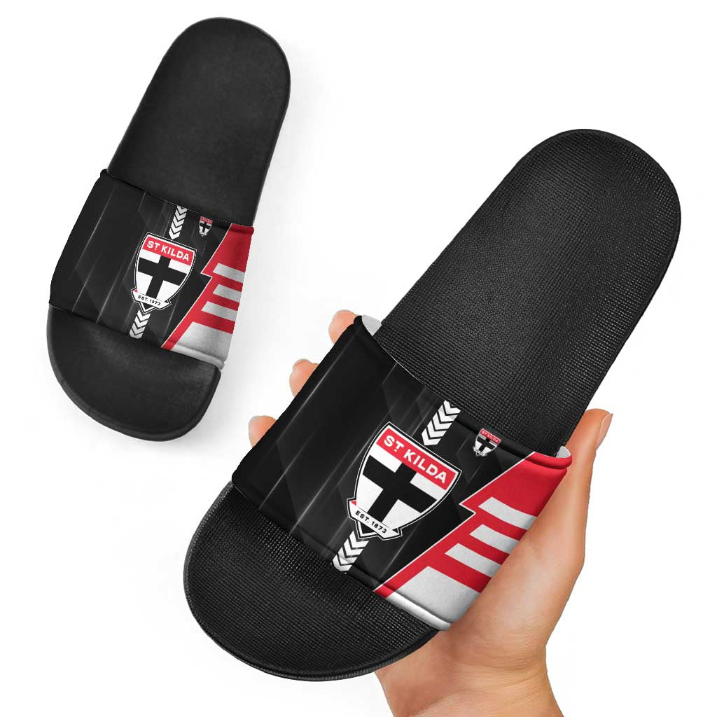 St Kilda Saints Slide Sandals Modern Geometric Sports Graphic Style