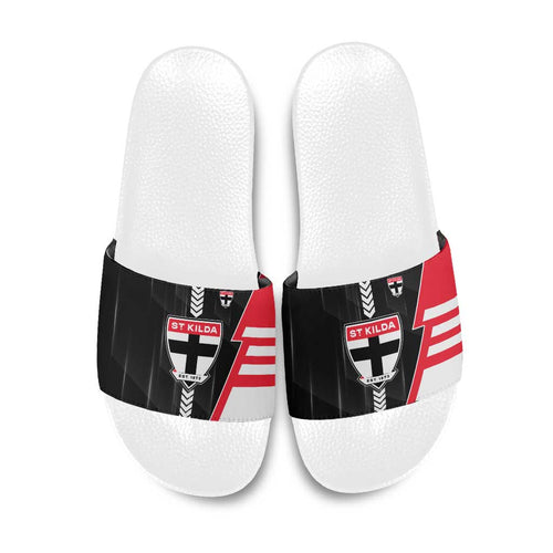 St Kilda Saints Slide Sandals Modern Geometric Sports Graphic Style
