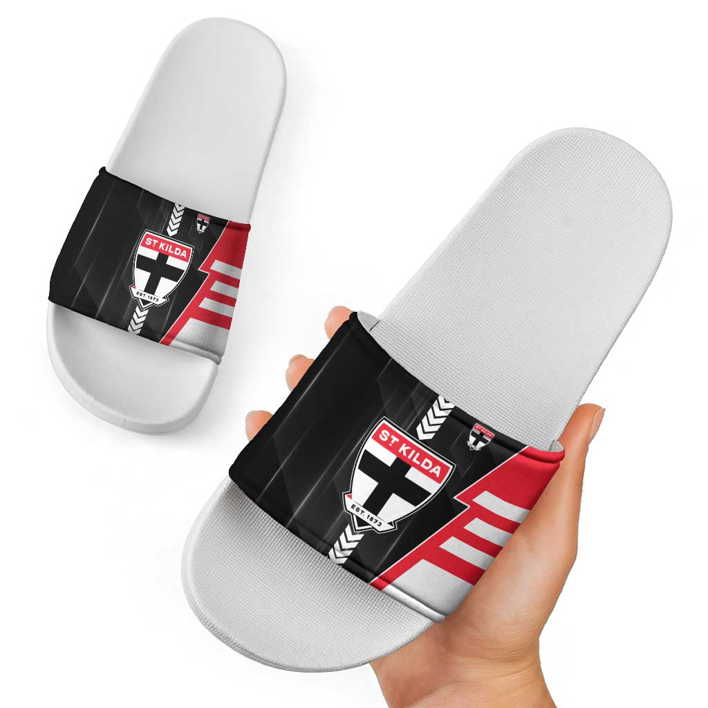 St Kilda Saints Slide Sandals Modern Geometric Sports Graphic Style
