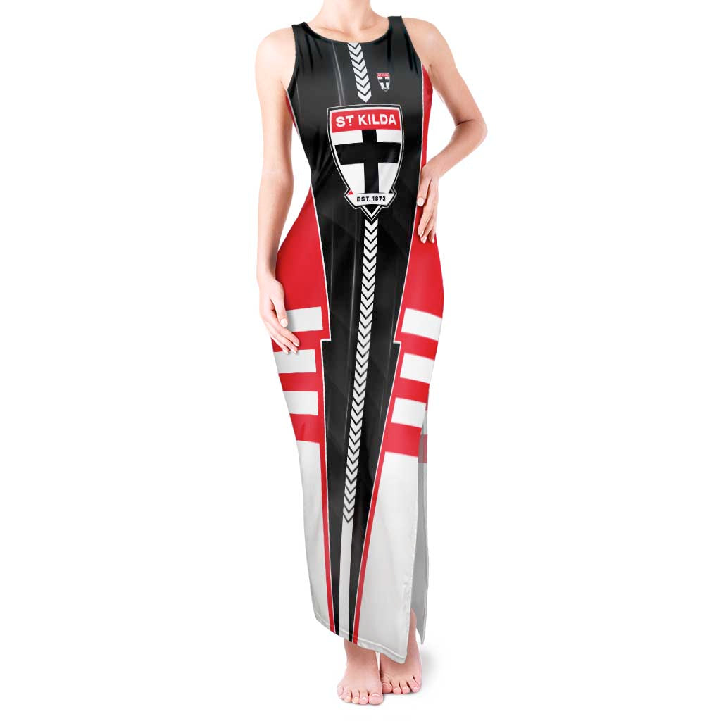 Personalized St Kilda Saints Tank Maxi Dress Modern Geometric Sports Graphic Style