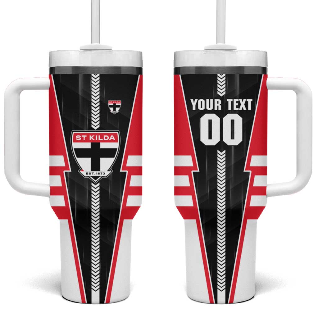 Personalized St Kilda Saints Tumbler With Handle Modern Geometric Sports Graphic Style