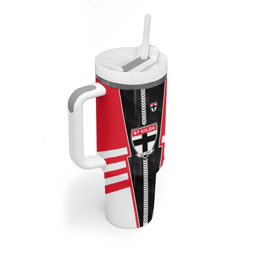 Personalized St Kilda Saints Tumbler With Handle Modern Geometric Sports Graphic Style