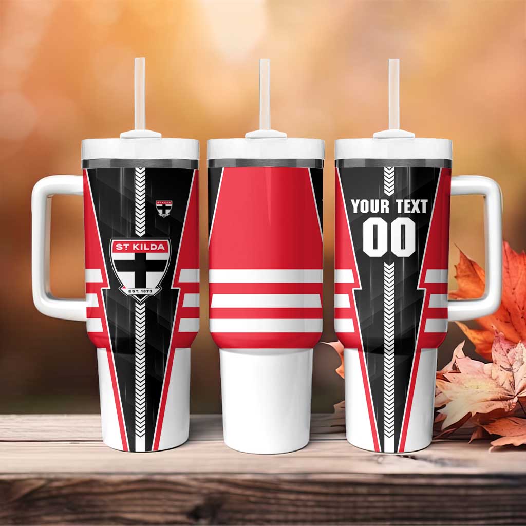 Personalized St Kilda Saints Tumbler With Handle Modern Geometric Sports Graphic Style