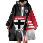 Personalized St Kilda Saints Wearable Blanket Hoodie Modern Geometric Sports Graphic Style