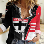 Personalized St Kilda Saints Women Casual Shirt Modern Geometric Sports Graphic Style