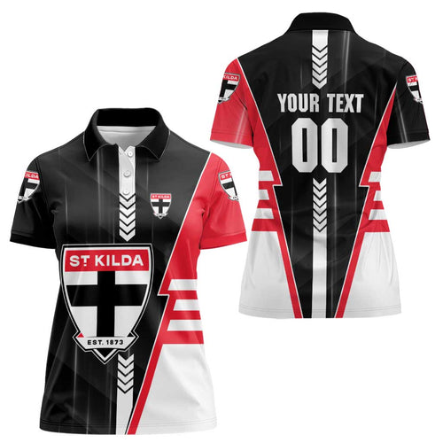 Personalized St Kilda Saints Women Polo Shirt Modern Geometric Sports Graphic Style