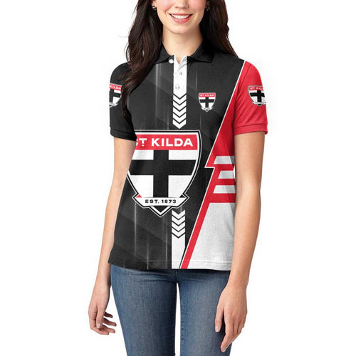 Personalized St Kilda Saints Women Polo Shirt Modern Geometric Sports Graphic Style