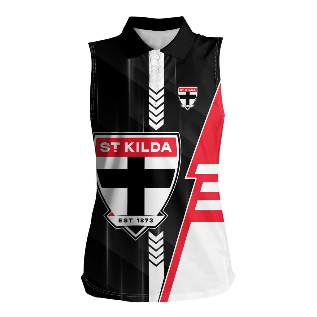 Personalized St Kilda Saints Women Sleeveless Polo Shirt Modern Geometric Sports Graphic Style
