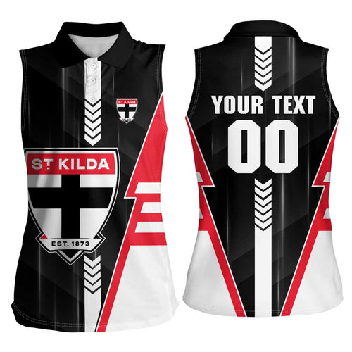 Personalized St Kilda Saints Women Sleeveless Polo Shirt Modern Geometric Sports Graphic Style