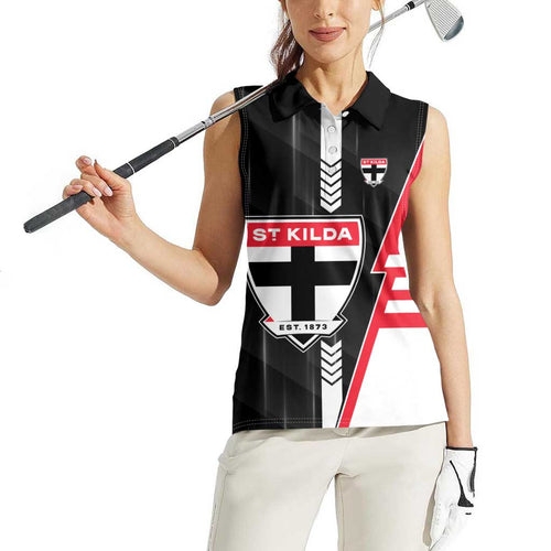 Personalized St Kilda Saints Women Sleeveless Polo Shirt Modern Geometric Sports Graphic Style