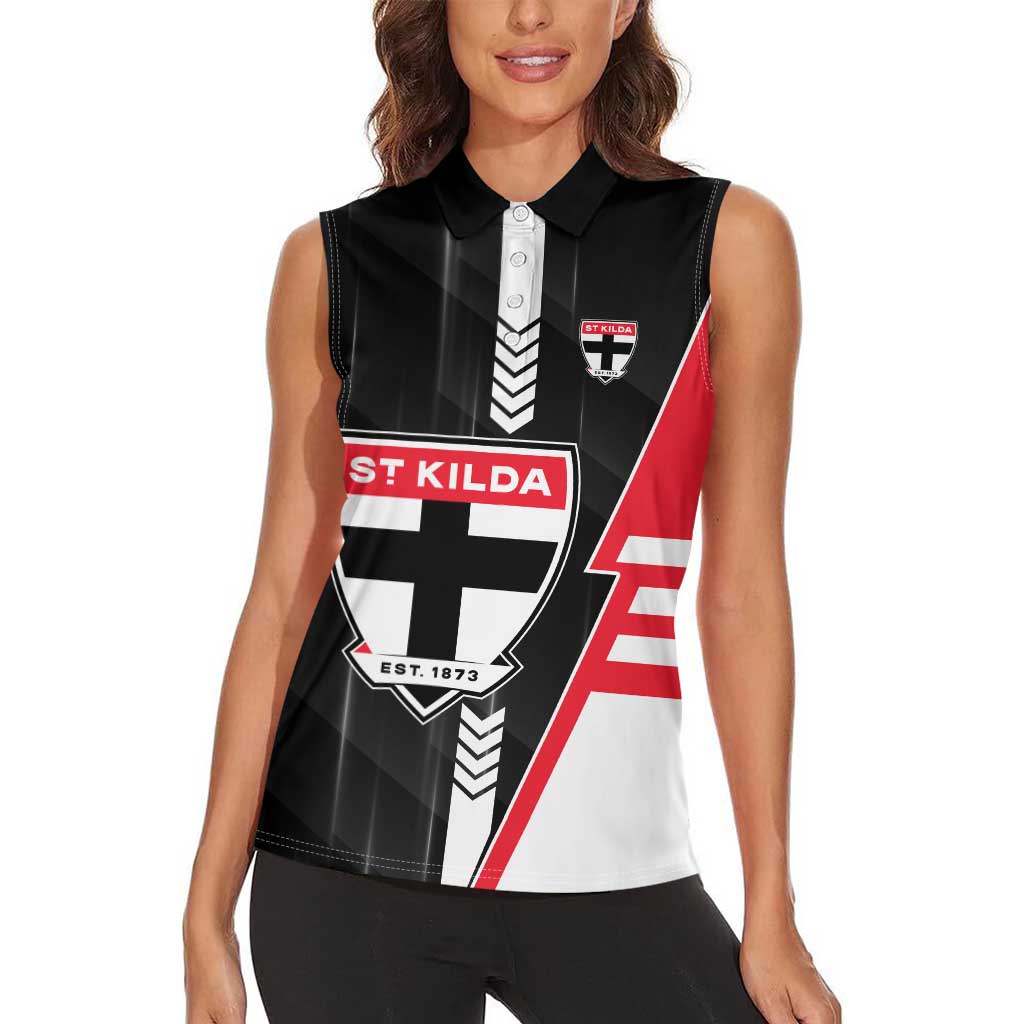 Personalized St Kilda Saints Women Sleeveless Polo Shirt Modern Geometric Sports Graphic Style