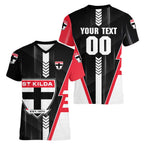 Personalized St Kilda Saints Women V-Neck T-Shirt Modern Geometric Sports Graphic Style