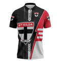 Personalized St Kilda Saints Zipper Polo Shirt Modern Geometric Sports Graphic Style