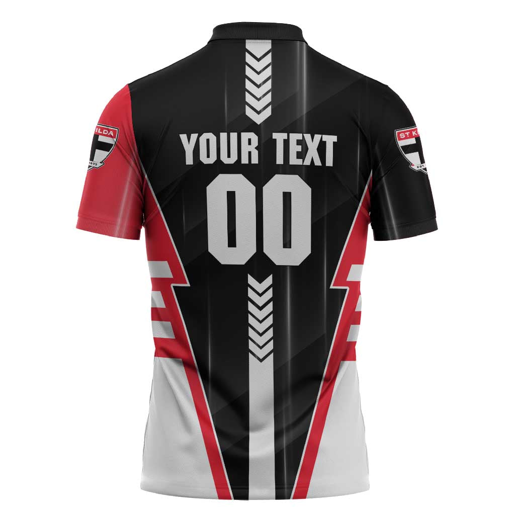 Personalized St Kilda Saints Zipper Polo Shirt Modern Geometric Sports Graphic Style