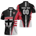 Personalized St Kilda Saints Zipper Polo Shirt Modern Geometric Sports Graphic Style