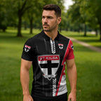 Personalized St Kilda Saints Zipper Polo Shirt Modern Geometric Sports Graphic Style