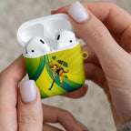 Personalised Hockeyroos Kangaroo Field Hockey AirPods Case Dynamic Australia Green Gold Athlete Mascot Design