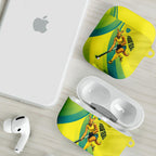 Personalised Hockeyroos Kangaroo Field Hockey AirPods Case Dynamic Australia Green Gold Athlete Mascot Design