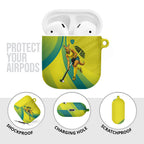 Personalised Hockeyroos Kangaroo Field Hockey AirPods Case Dynamic Australia Green Gold Athlete Mascot Design