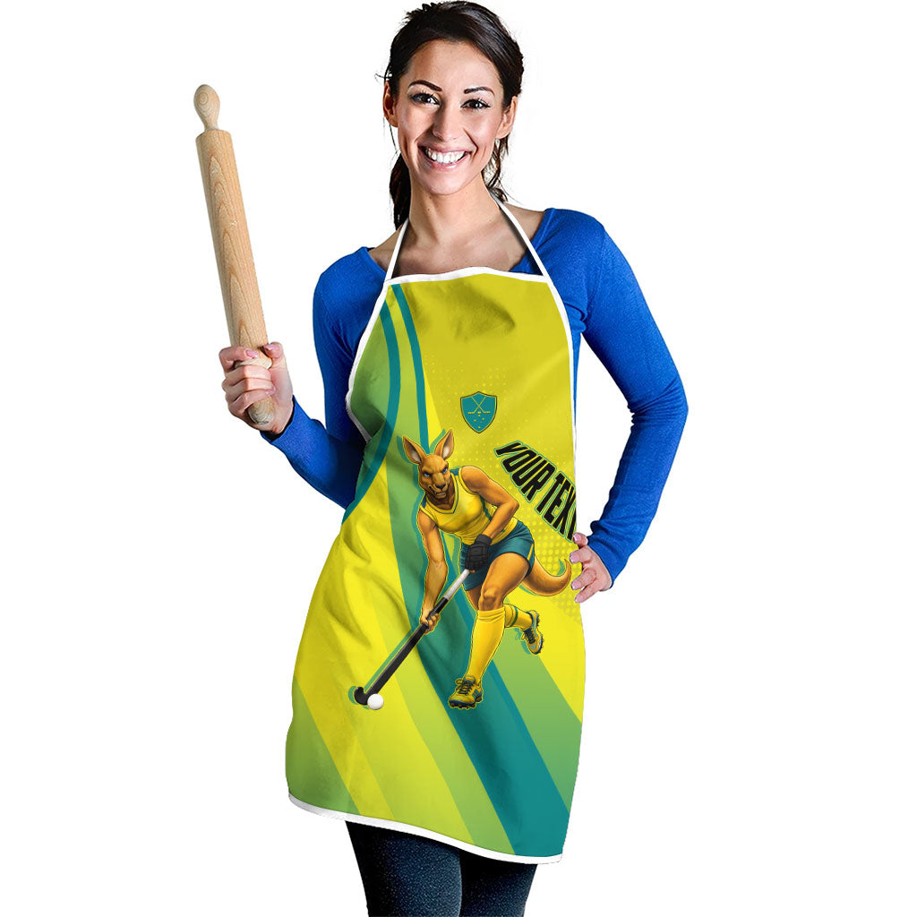 Personalised Hockeyroos Kangaroo Field Hockey Apron Dynamic Australia Green Gold Athlete Mascot Design