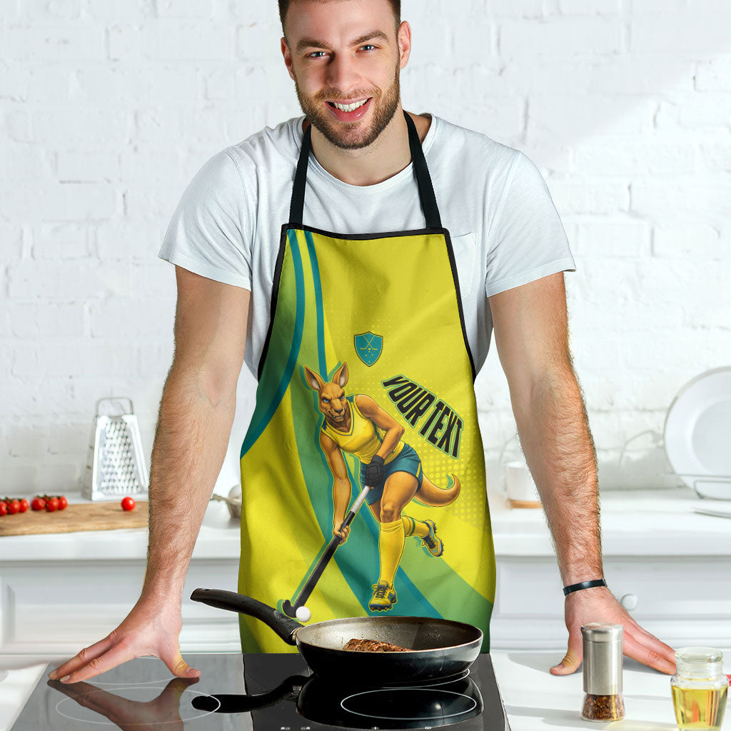 Personalised Hockeyroos Kangaroo Field Hockey Apron Dynamic Australia Green Gold Athlete Mascot Design